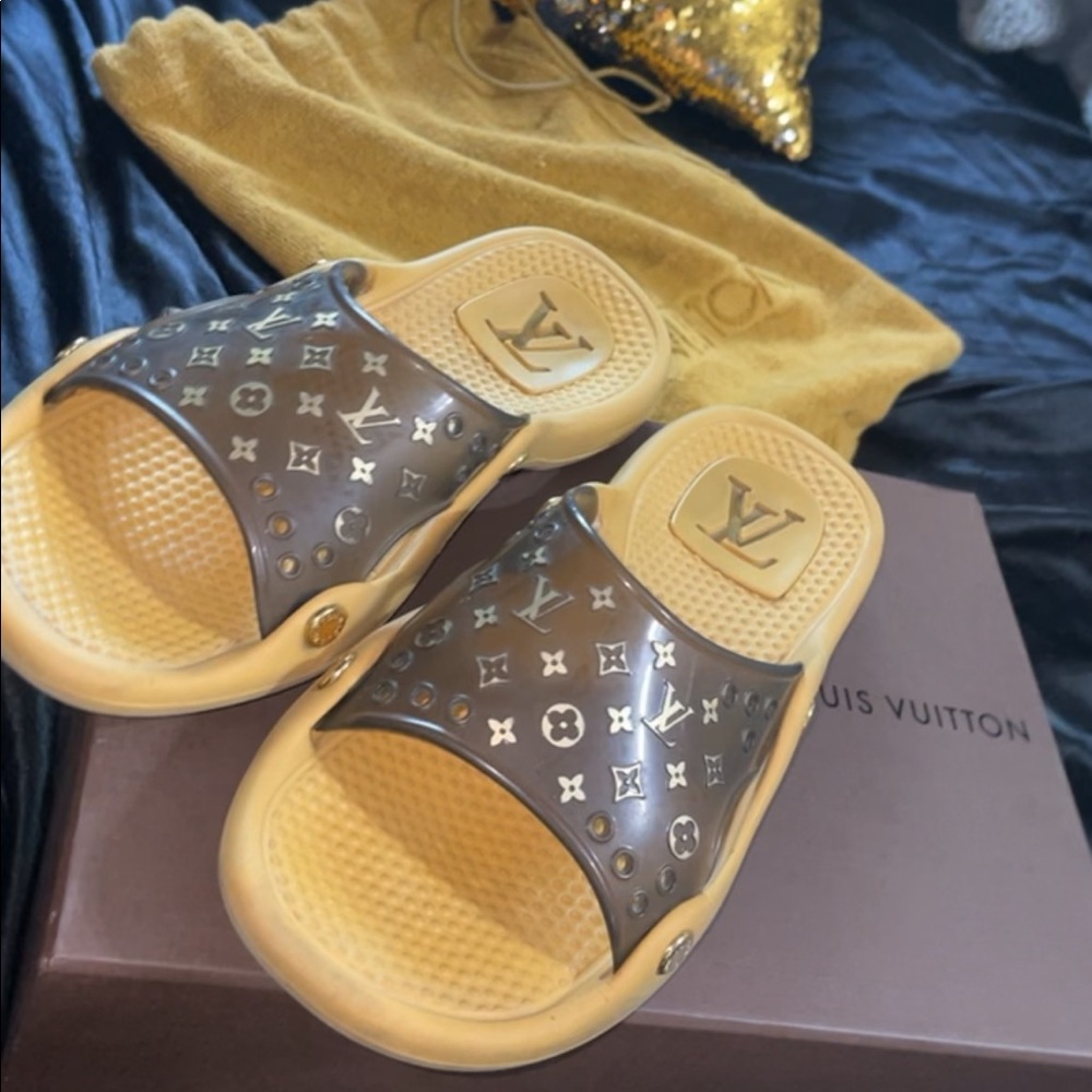 SOLD Louis Vuitton Monogram Jelly Pool Slide